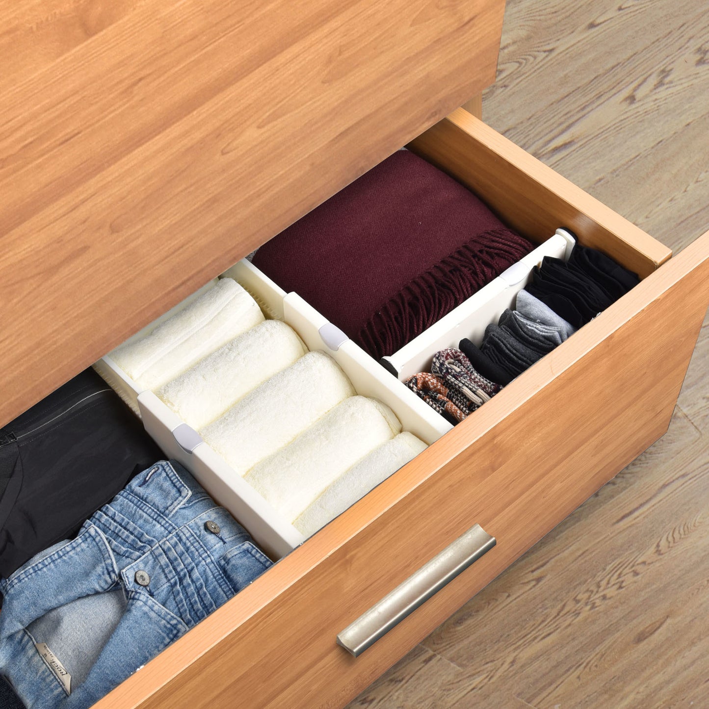 Adjustable drawer dividers organizers